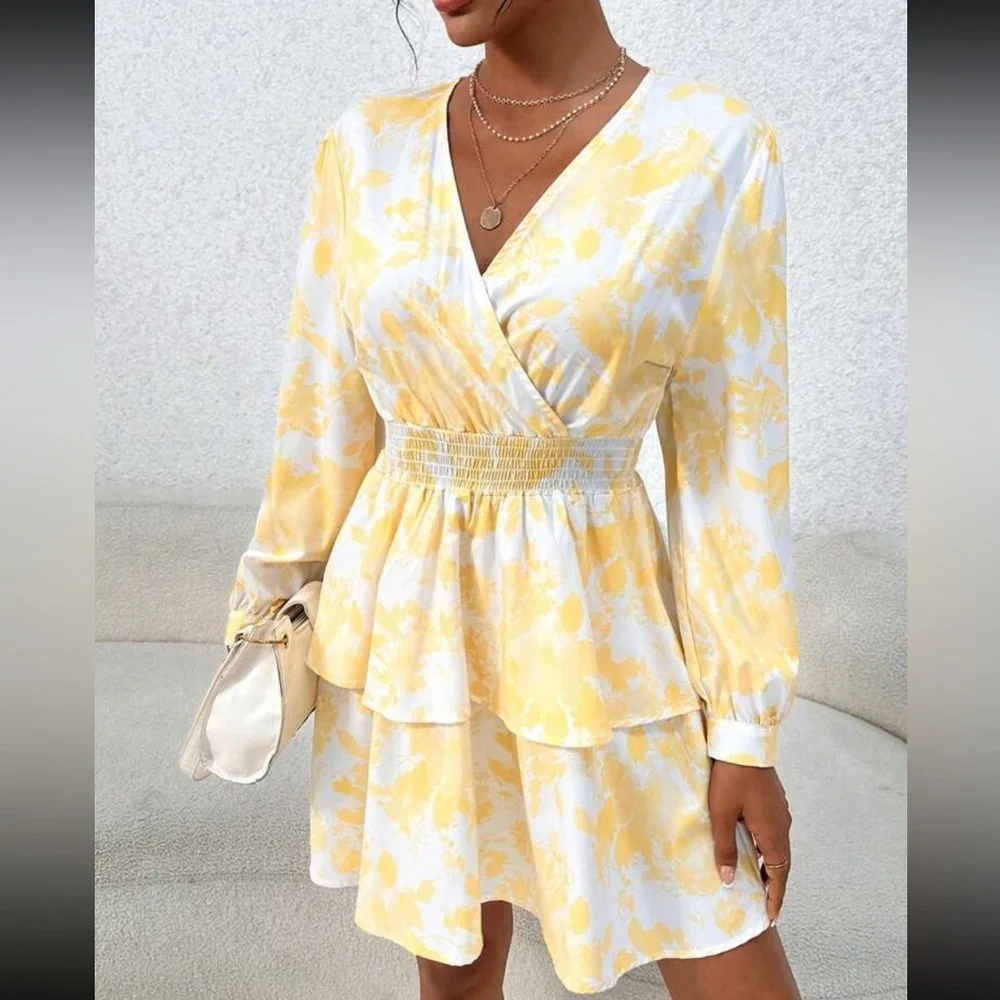 Boho floral print t shirred waist dress - Picture 4 of 13